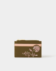 Floral Embroidered Card Holder