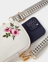 Floral Embroidered Phone Bag