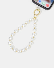 Pearl Heart Wrist Phone Strap