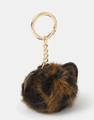 Animal Print Pom Bag Charm