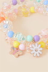 Girls Beaded Flower Bracelets Set of Two