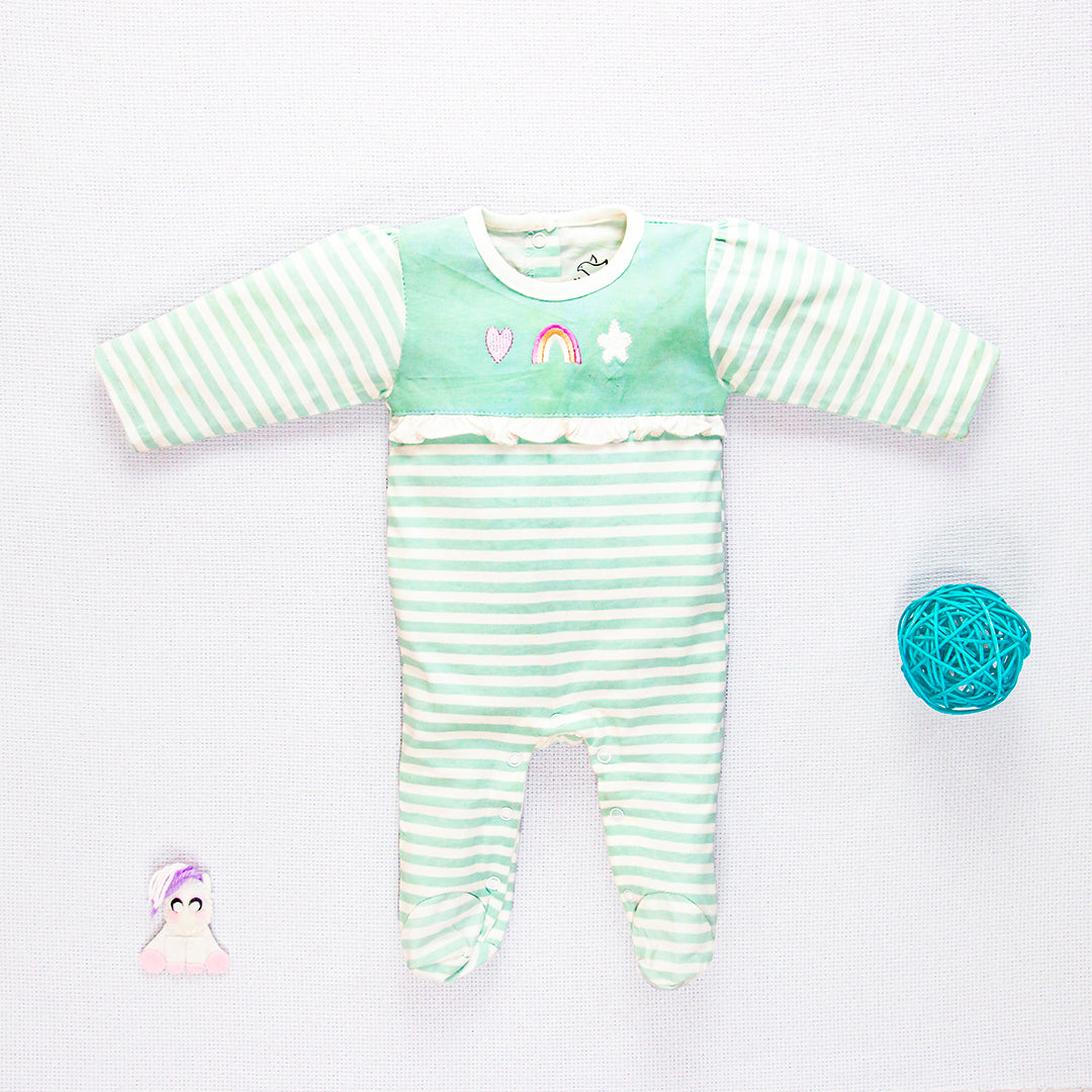 Lime Rainbows Sleeping Suit | Suits & Sets | The nest clothing