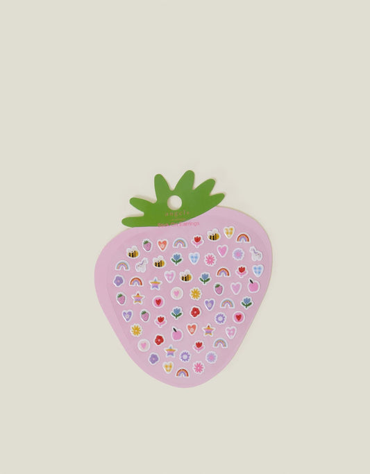 Girls Strawberry Stick-On Earrings