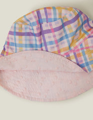 Girls Reversible Check Print Bucket Hat