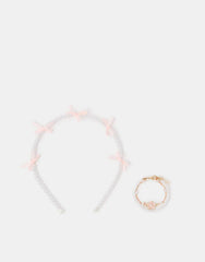 Girls Pearl Headband & Bracelet Set