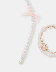 Girls Pearl Headband & Bracelet Set