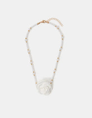 Girls Corsage Rose Pearl Necklace