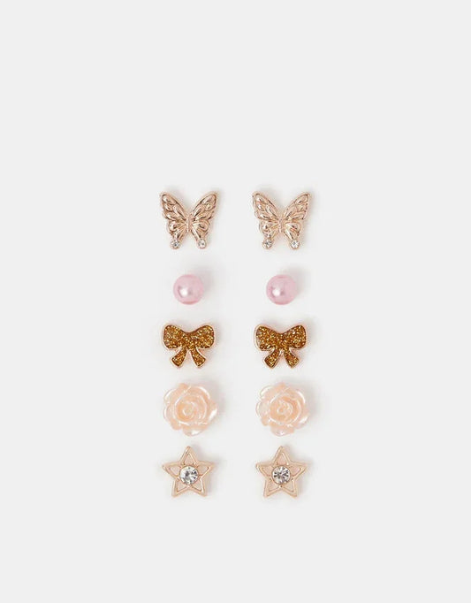 5-Pack Sparkle Bow Stud Earrings