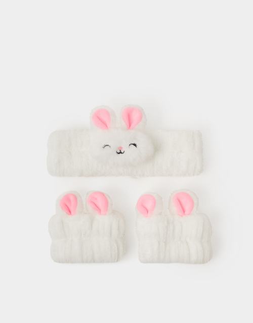 Girls Furry Bunny Wash Band Set