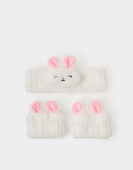 Girls Furry Bunny Wash Band Set