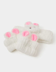 Girls Furry Bunny Wash Band Set