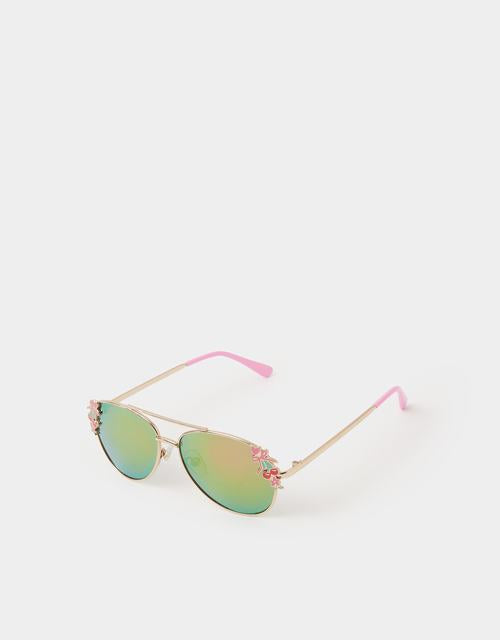 Girls Cherry Heart Aviator Sunglasses