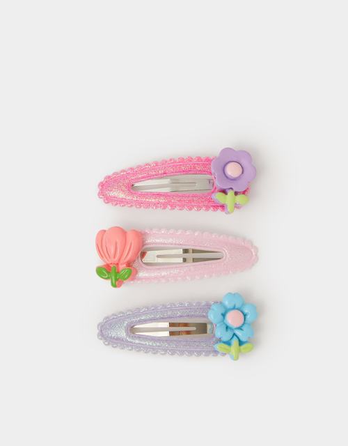 Girls Glitter Flower Hair Clips