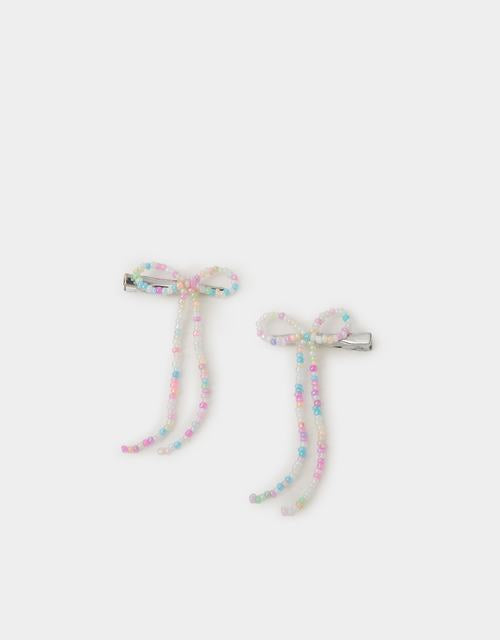 2-Pack Girls Beaded Bow Hair Clips