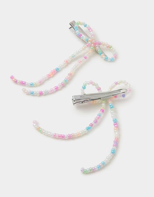 2-Pack Girls Beaded Bow Hair Clips