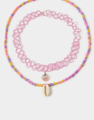 Girls Shell Necklace & Choker Set