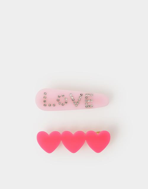 2-Pack Girls Love Heart Hair Slides