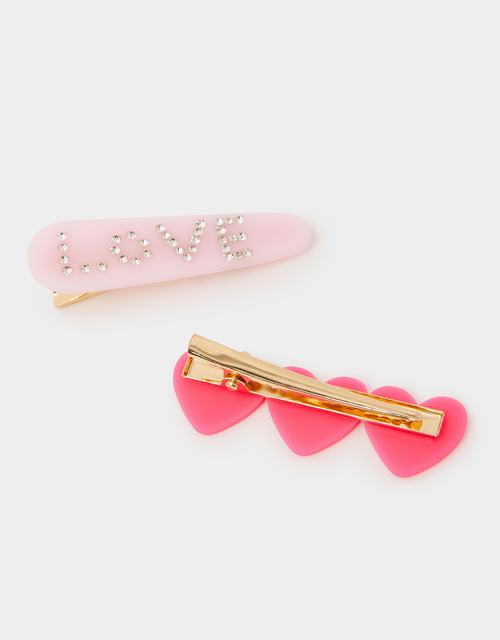 2-Pack Girls Love Heart Hair Slides