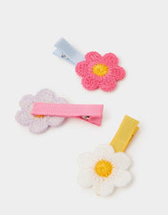 3-Pack Girls Crochet Flower Hair Clips