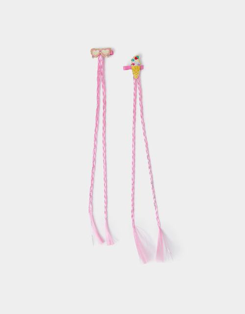2-Pack Girls Faux Hair Plait Ice Cream Clips
