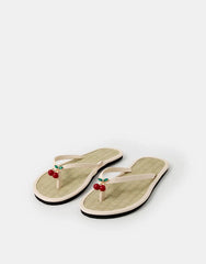 Cherry Charm Seagrass Flip Flops Cream