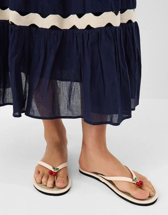 Cherry Charm Seagrass Flip Flops Cream