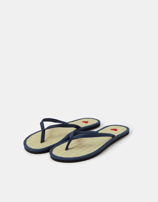 Heart Seagrass Flip Flops Blue