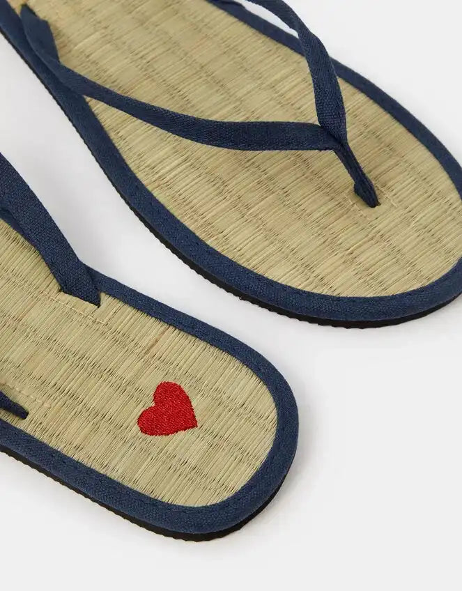Heart Seagrass Flip Flops Blue