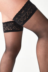 Black Ladder Resist Lace Top 15 Denier Hold-Ups