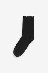 Black Frill Top Cushion Sole Ankle Socks 4 Pack