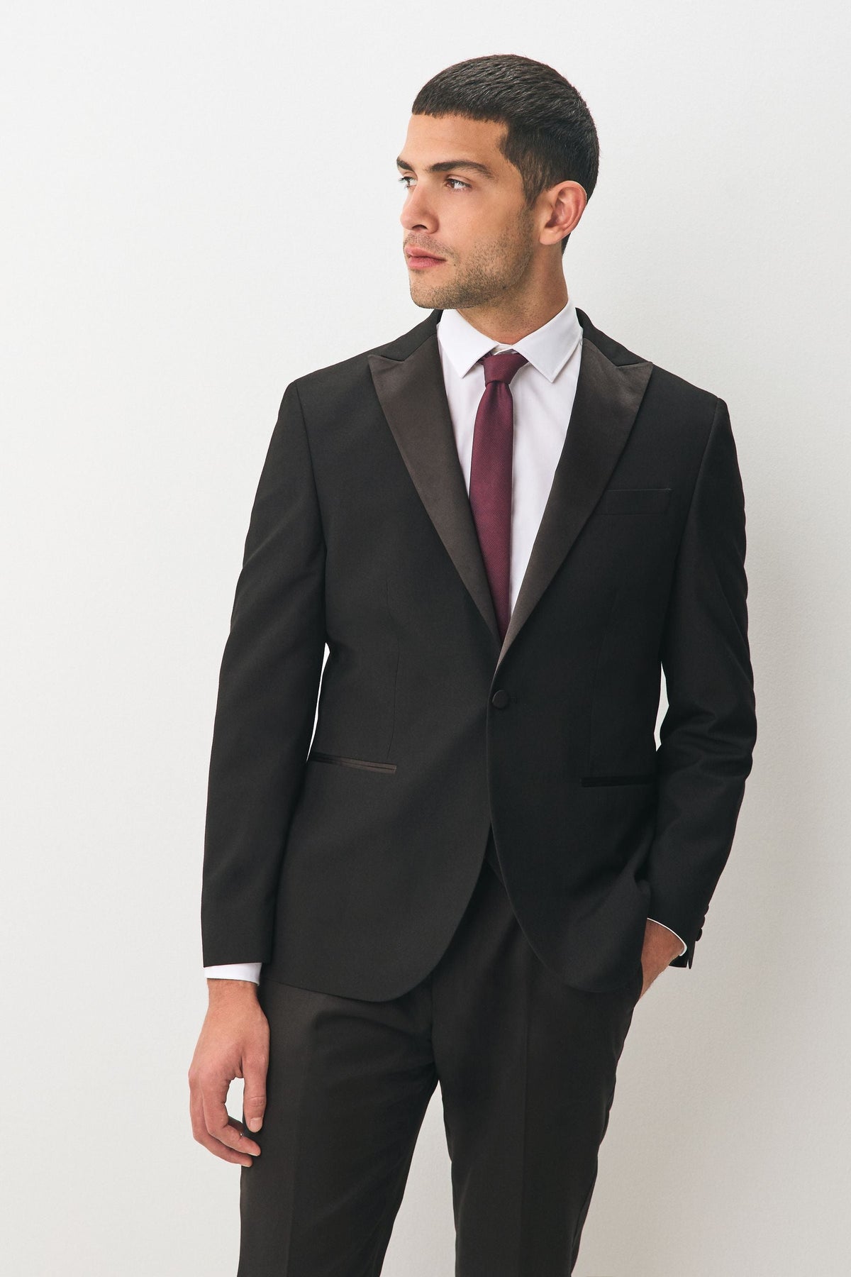 Black Regular Fit Tuxedo Suit Jacket