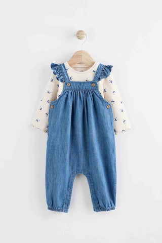 Denim Baby Dungaree and Long Sleeve Bodysuit Set