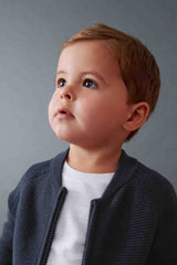 Navy 100% Cotton Zip Through Cardigan