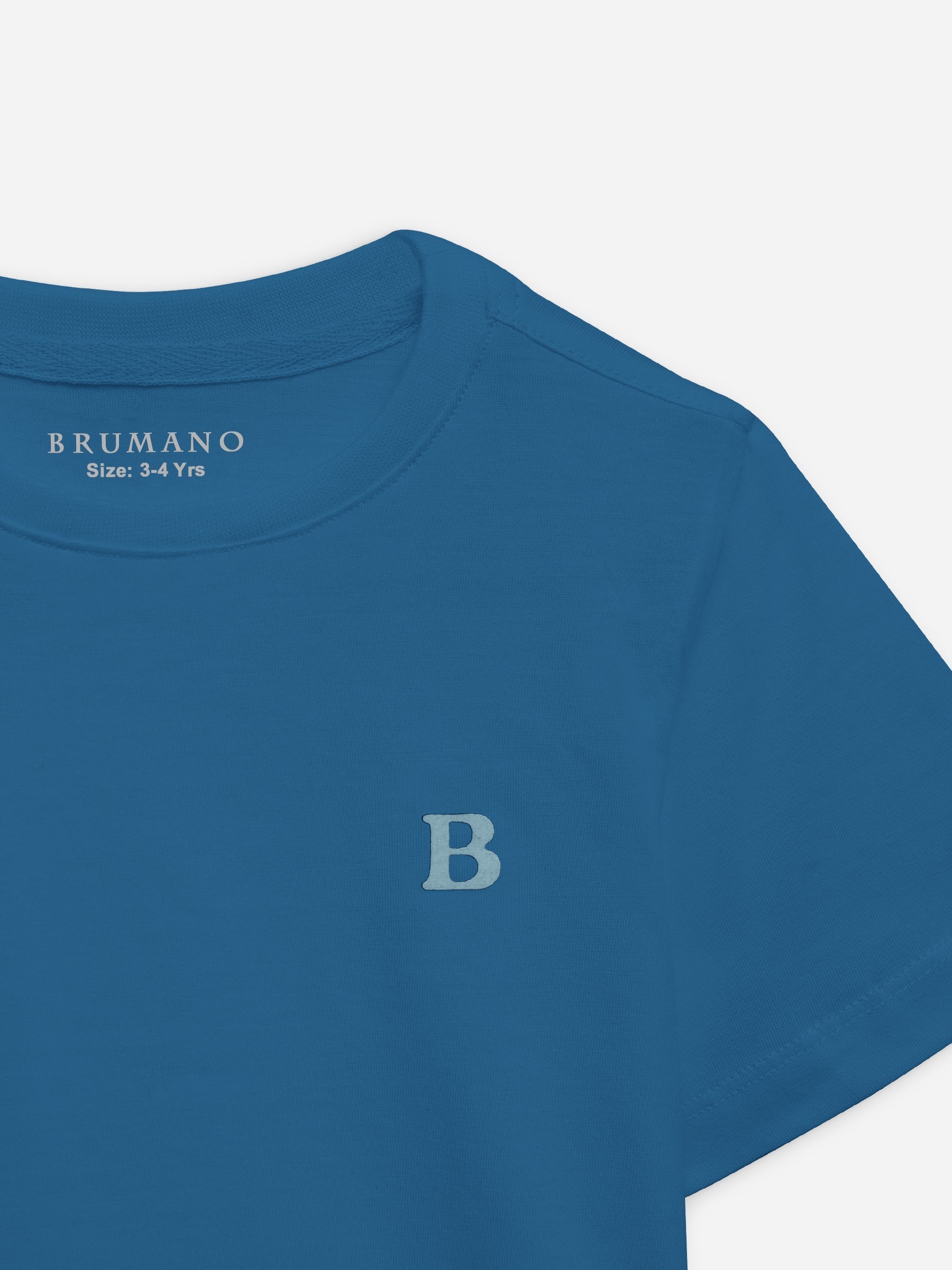 Teal Blue 100% Cotton Casual Tee Brumano Pakistan