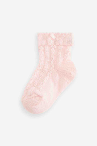 Pink Baby Cable Socks 7 Pack