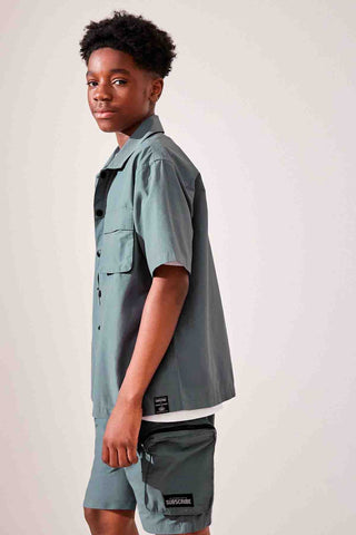 Blue Short Sleeve Utility Shirt & Shorts Set