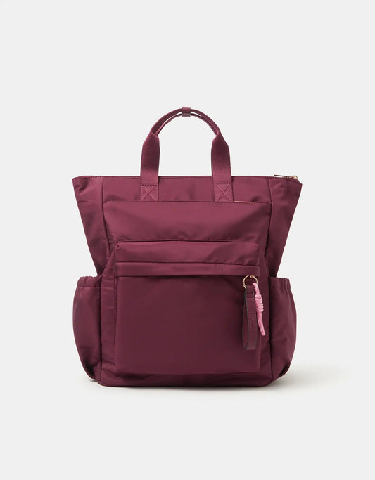 Top Handle Nylon Backpack Red