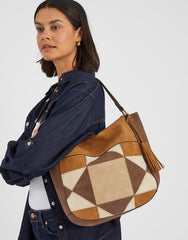 Patchwork Suedette Shoulder Bag