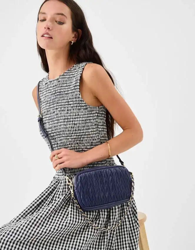 Small Quilted Crossbody Bag Blue