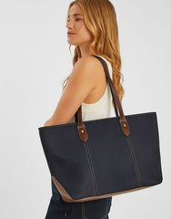 Two Tone Zip Tote Bag