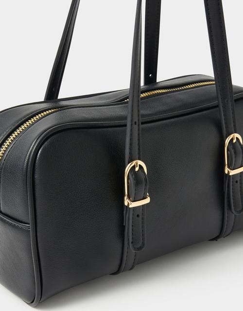 Buckle Strap Bowler Bag Black