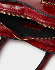 Patent Heart Crossbody Handbag  Red