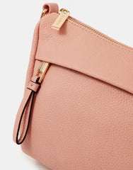 Zip Front Crossbody Bag Pink