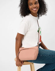 Zip Front Crossbody Bag Pink