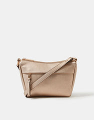 Zip Front Crossbody Bag Gold