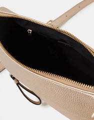 Zip Front Crossbody Bag Gold