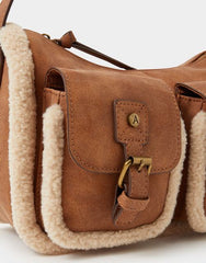 Faux Shearling Pocket Shoulder Bag