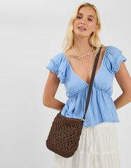 Raffia Crossbody Bag