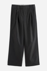Black Cotton Mix Smart Wide Leg Trousers
