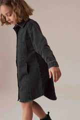 Black Denim 100% Cotton Shirt Dress